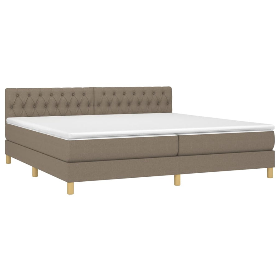 Boxspring met matras en LED stof taupe 200x200 cm 200 x 200 cm Taupe