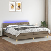 Boxspring 200x200 cm taupe met matras en LED