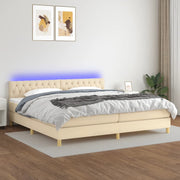 Boxspring 200x200 cm crème met matras en LED