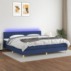 Boxspring Met Matras En Led Stof Blauw 200 x 200 cm Getuft ontwerp