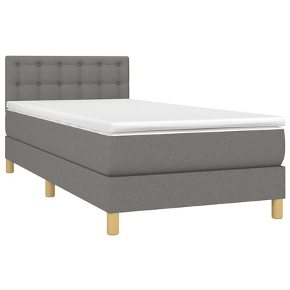 Boxspring met matras en LED stof donkergrijs 80x200 cm 80 x 200 cm Donkergrijs