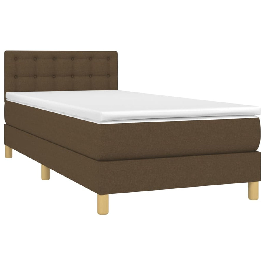 Boxspring met matras en LED stof donkerbruin 80x200 cm 80 x 200 cm Donkerbruin