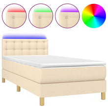 Boxspring met matras en LED stof crèmekleurig 80x200 cm