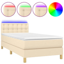 Boxspring met matras en LED stof crèmekleurig 90x190 cm