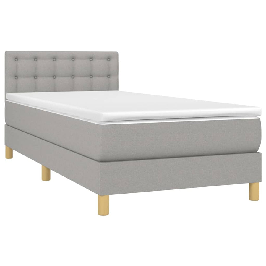 Boxspring Met Matras En Led Stof Lichtgrijs 100 x 200 cm Knopen