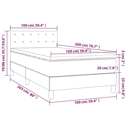 Boxspring met matras en LED stof zwart 100x200 cm 100 x 200 cm Knopen