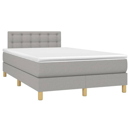 Boxspring Met Matras En Led Stof Lichtgrijs 120 x 200 cm Knopen
