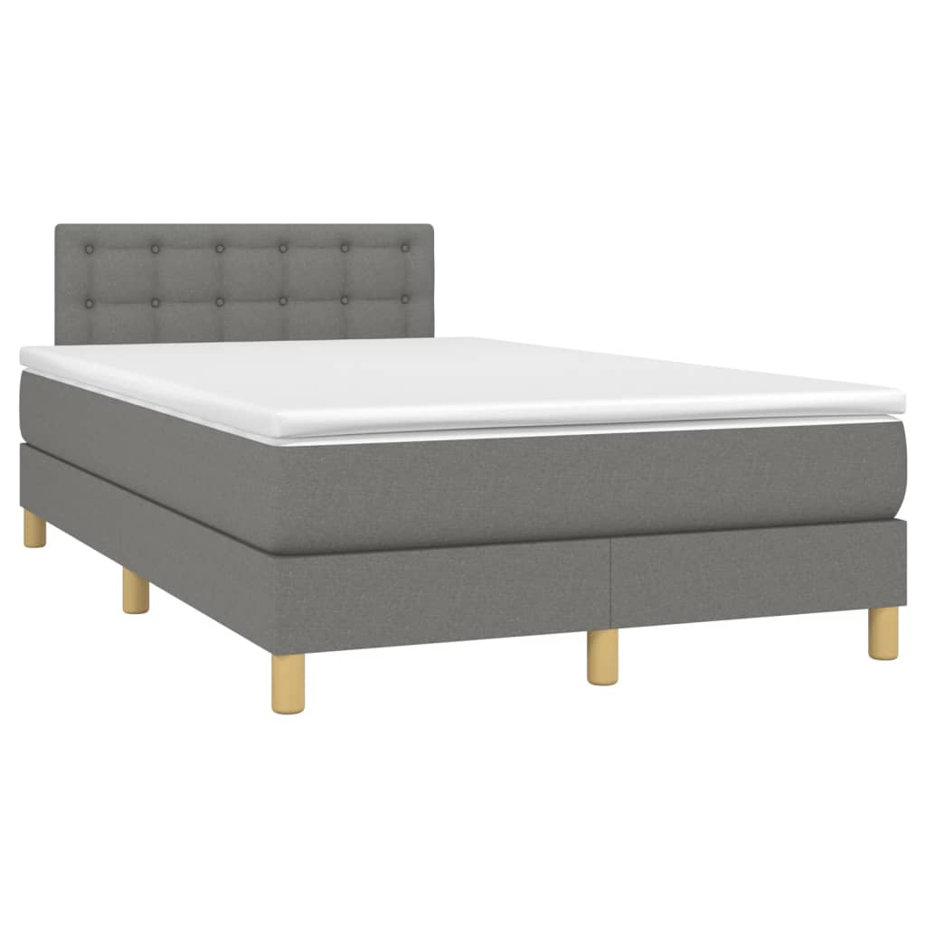 Boxspring Met Matras En Led Stof Donkergrijs 120 x 200 cm Knopen