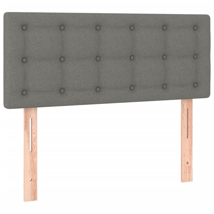 Boxspring Met Matras En Led Stof Donkergrijs 120 x 200 cm Knopen