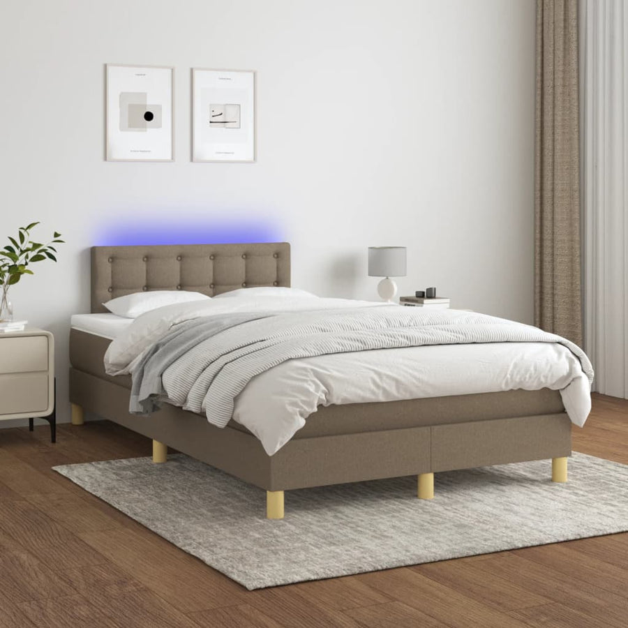 Boxspring met matras en LED stof taupe 120x200 cm
