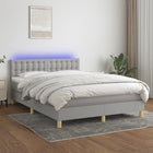 Boxspring 140x190 cm lichtgrijs met matras en LED