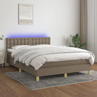 Boxspring met matras en LED stof taupe 140x190 cm 140 x 190 cm Taupe