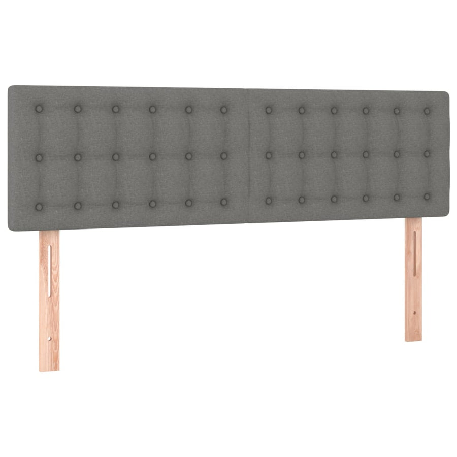 Boxspring Met Matras En Led Stof Donkergrijs 140 x 200 cm Knopen