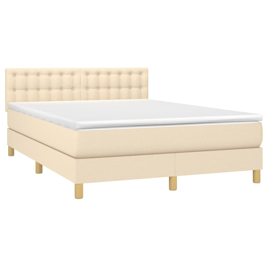 Boxspring met matras en LED stof crèmekleurig 140x200 cm