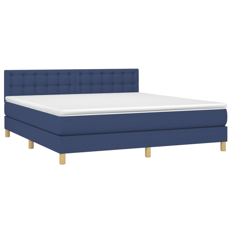 Boxspring met matras en LED stof blauw 160x200 cm 160 x 200 cm Blauw
