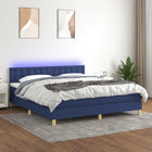 Boxspring met matras en LED stof blauw 160x200 cm 160 x 200 cm Blauw