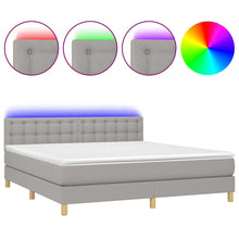 Boxspring met matras en LED stof lichtgrijs 180x200 cm 180 x 200 cm Lichtgrijs