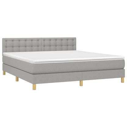Boxspring met matras en LED stof lichtgrijs 180x200 cm 180 x 200 cm Lichtgrijs
