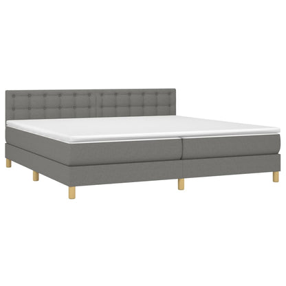 Boxspring Met Matras En Led Stof Donkergrijs 200 x 200 cm Knopen