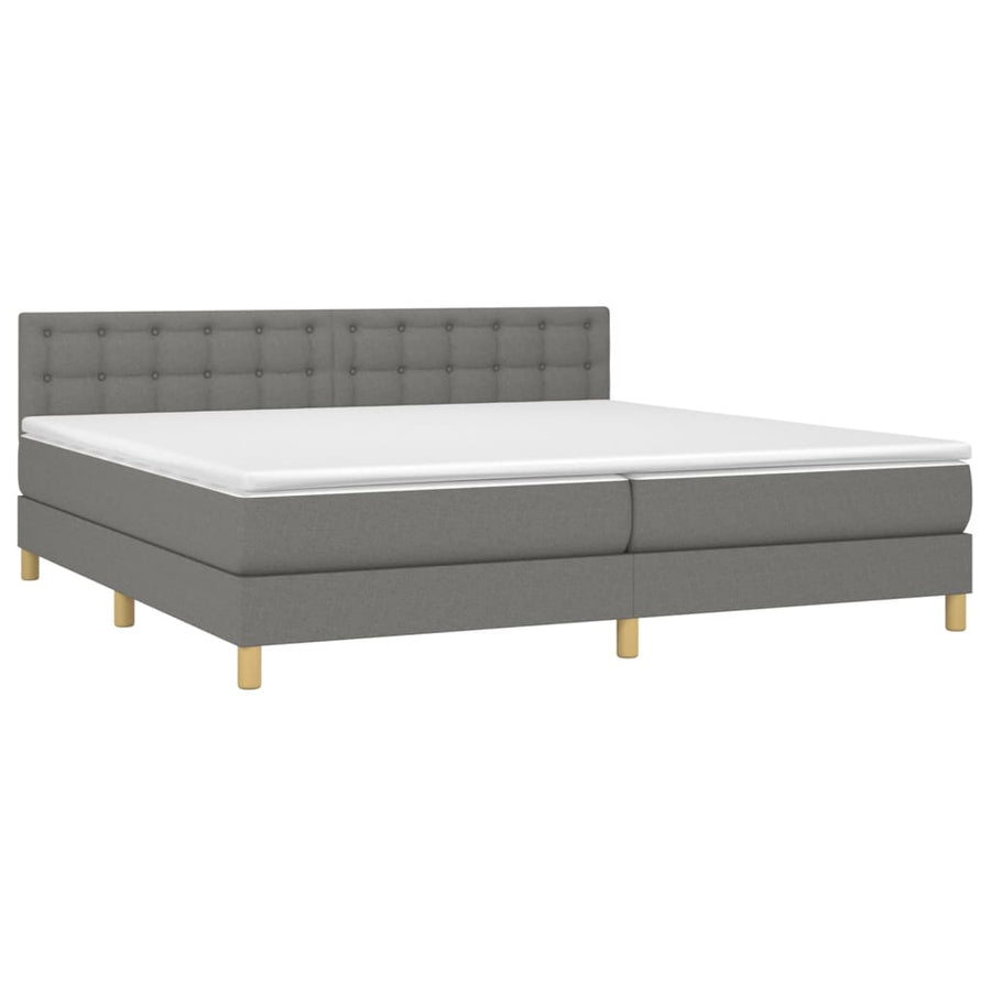 Boxspring Met Matras En Led Stof Donkergrijs 200 x 200 cm Knopen