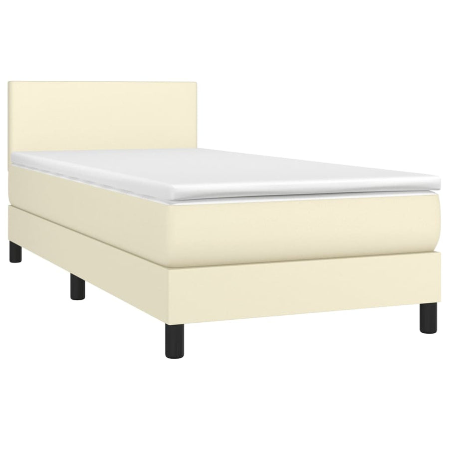 Boxspring Met Matras En Led Kunstleer Kleurig Crème 80 x 200 cm