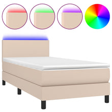 Boxspring met matras en LED kunstleer cappuccinokleur 90x200 cm 90 x 200 cm Cappuccino