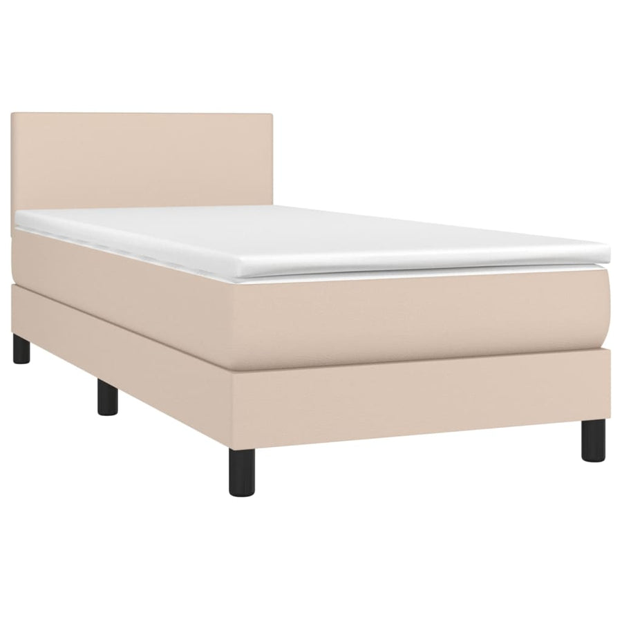 Boxspring met matras en LED kunstleer cappuccinokleur 90x200 cm 90 x 200 cm Cappuccino