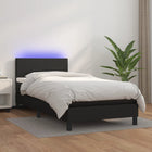 Boxspring Met Matras En Led Kunstleer Zwart 100 x 200 cm Effen ontwerp