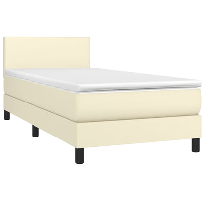 Boxspring met matras en LED kunstleer crèmekleurig 100x200 cm