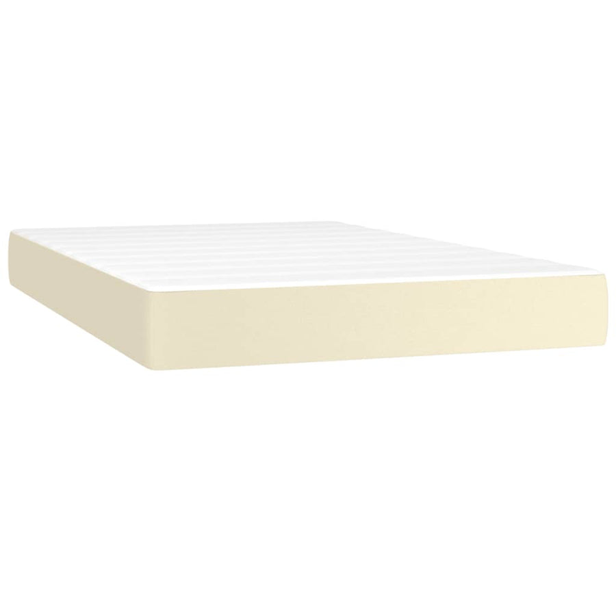 Boxspring Met Matras En Led Kunstleer Crèmekleurig 120X200 Cm 120 x 200 cm