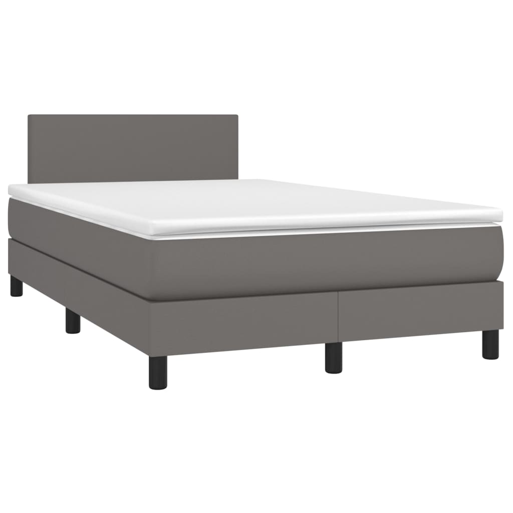 Boxspring Met Matras En Led Kunstleer Grijs 120 x 200 cm Effen ontwerp