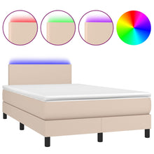 Boxspring Met Matras En Led Kunstleer Kleur 120X200Cm Cappuccino 120 x 200 cm Effen ontwerp