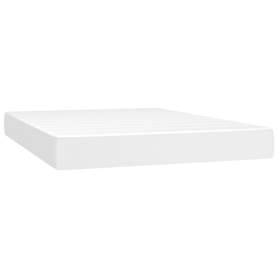 Boxspring Met Matras En Led Kunstleer Zwart Wit 140 x 190 cm Effen ontwerp