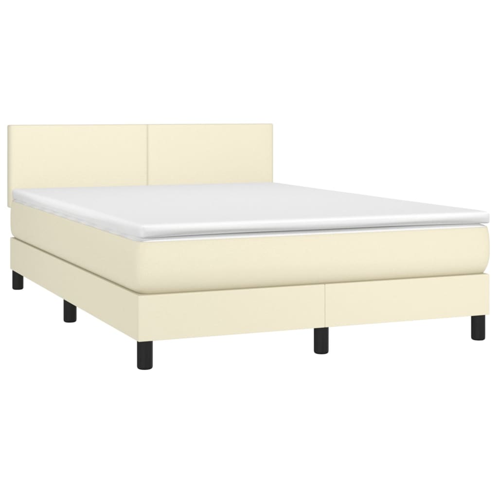 Boxspring Met Matras En Led Kunstleer Kleurig 140 x 190 cm