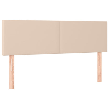 Boxspring met matras en LED kunstleer cappuccinokleur 140x190cm 140 x 190 cm Effen ontwerp