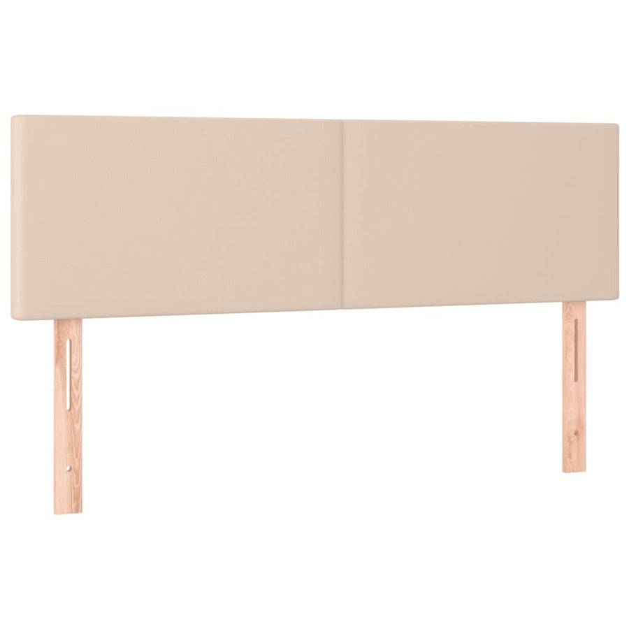 Boxspring met matras en LED kunstleer cappuccinokleur 140x190cm 140 x 190 cm Effen ontwerp