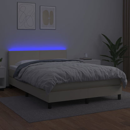 Boxspring Met Matras En Led Kunstleer Kleurig 140 x 200 cm