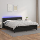 Boxspring Met Matras En Led Kunstleer Zwart 160 x 200 cm Effen ontwerp