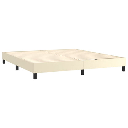 Boxspring Met Matras En Led Kunstleer Crèmekleurig 160X200 Cm 160 x 200 cm