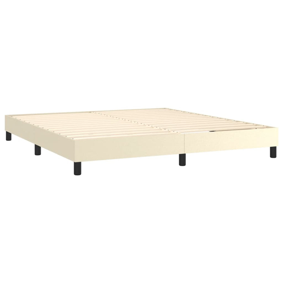Boxspring Met Matras En Led Kunstleer Crèmekleurig 160X200 Cm 160 x 200 cm