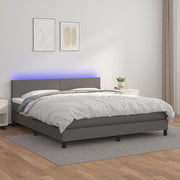 Boxspring met matras LED grijs 160x200 cm