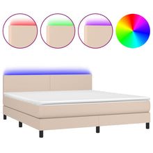 Boxspring met matras en LED kunstleer cappuccinokleur 160x200cm