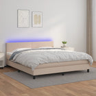 Boxspring Met Matras En Led Kunstleer Kleur 160X200Cm Cappuccino 160 x 200 cm Effen ontwerp