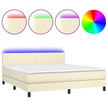 Boxspring Met Matras En Led Kunstleer Crèmekleurig 180X200 Cm 180 x 200 cm