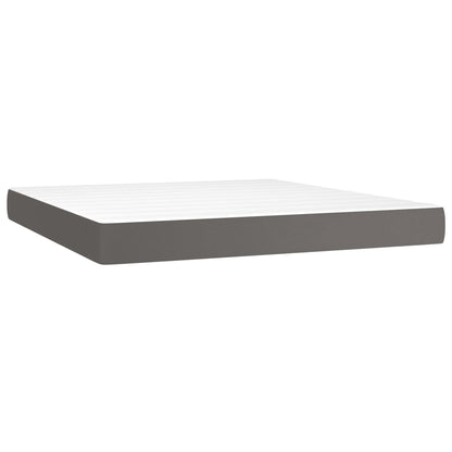 Boxspring Met Matras En Led Kunstleer Grijs 180 x 200 cm Effen ontwerp