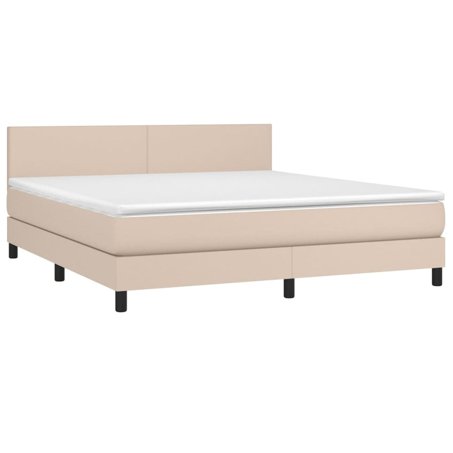 Boxspring met matras en LED kunstleer cappuccinokleur 180x200cm 180 x 200 cm Cappuccino
