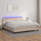 Boxspring met matras en LED kunstleer cappuccinokleur 180x200cm 180 x 200 cm Cappuccino