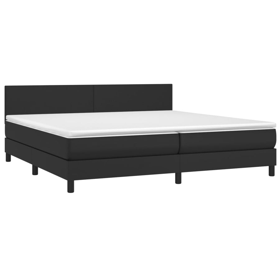 Boxspring Met Matras En Led Kunstleer Zwart 200 x 200 cm Effen ontwerp