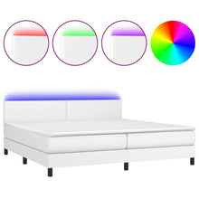 Boxspring Met Matras En Led Kunstleer Wit 200 x 200 cm Effen ontwerp