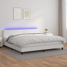 Boxspring Met Matras En Led Kunstleer Wit 200 x 200 cm Effen ontwerp